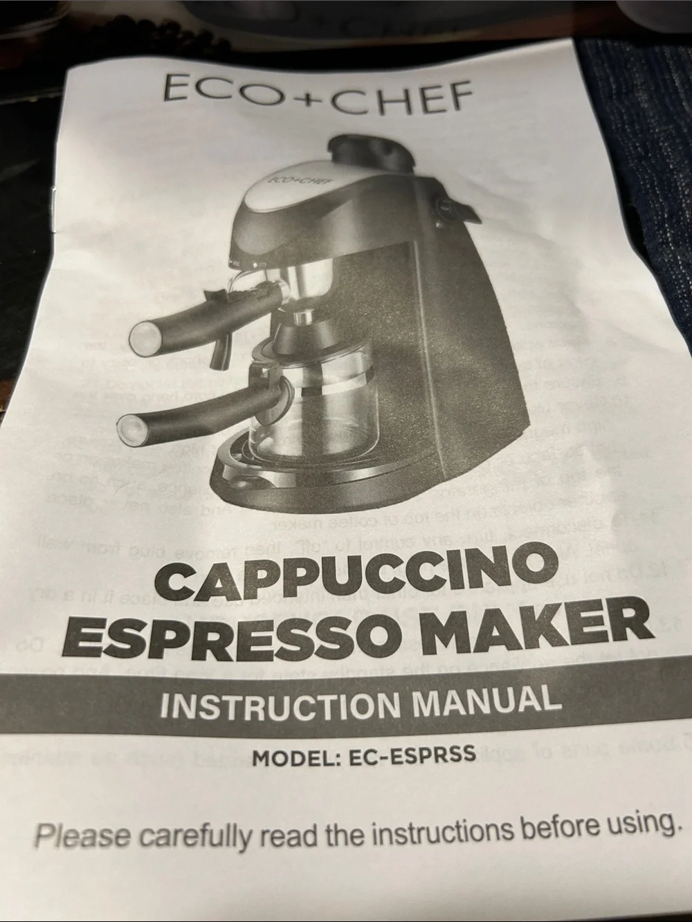 Brand new 5 piece Eco+Chef Black Cappuccino Espresso Maker in original box.